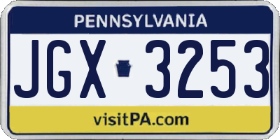 PA license plate JGX3253
