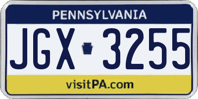 PA license plate JGX3255