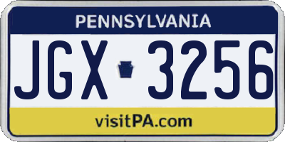 PA license plate JGX3256
