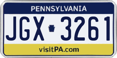 PA license plate JGX3261