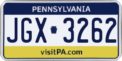 PA license plate JGX3262