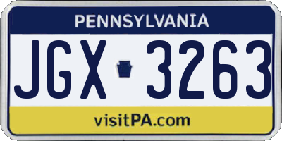 PA license plate JGX3263
