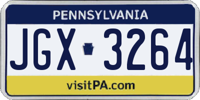 PA license plate JGX3264