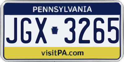 PA license plate JGX3265