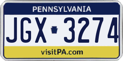 PA license plate JGX3274