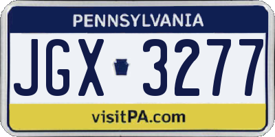PA license plate JGX3277