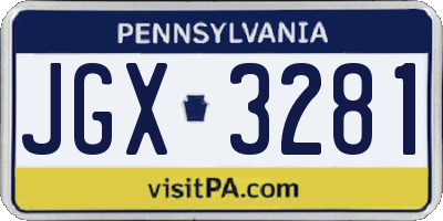 PA license plate JGX3281