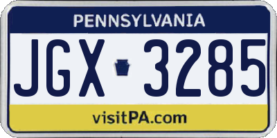 PA license plate JGX3285