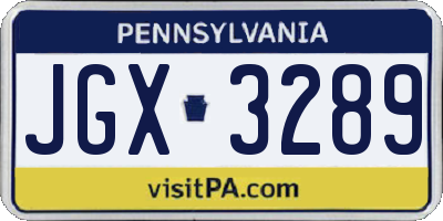 PA license plate JGX3289