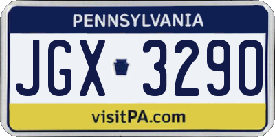 PA license plate JGX3290