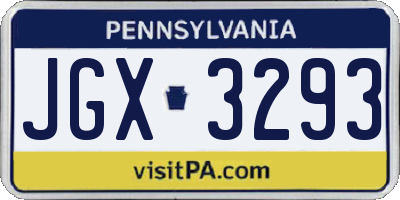 PA license plate JGX3293