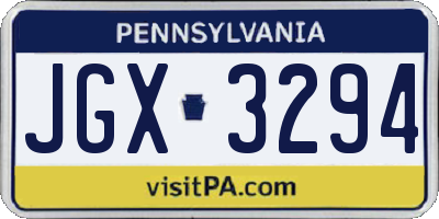 PA license plate JGX3294
