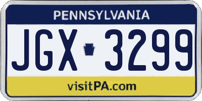 PA license plate JGX3299