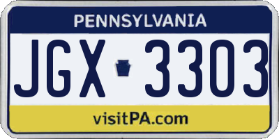 PA license plate JGX3303