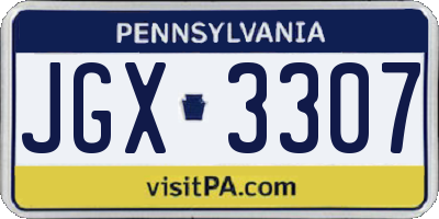 PA license plate JGX3307