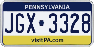 PA license plate JGX3328