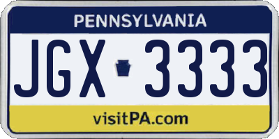 PA license plate JGX3333