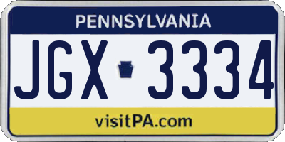 PA license plate JGX3334