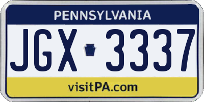 PA license plate JGX3337