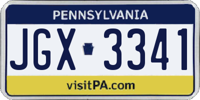 PA license plate JGX3341