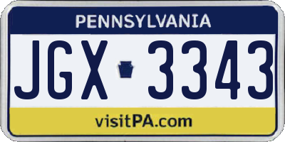 PA license plate JGX3343