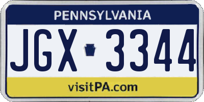 PA license plate JGX3344