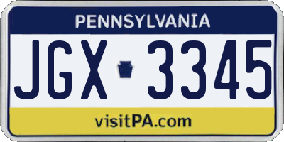 PA license plate JGX3345