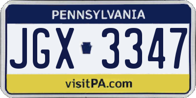 PA license plate JGX3347