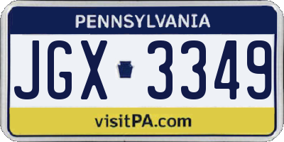 PA license plate JGX3349