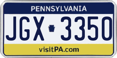 PA license plate JGX3350