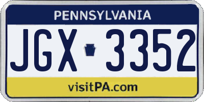PA license plate JGX3352