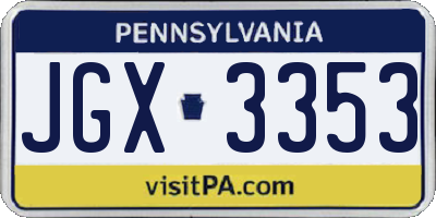 PA license plate JGX3353