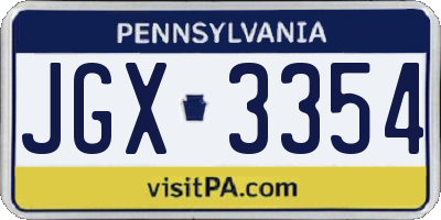 PA license plate JGX3354