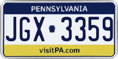 PA license plate JGX3359