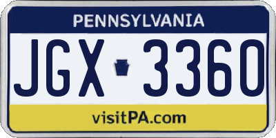 PA license plate JGX3360