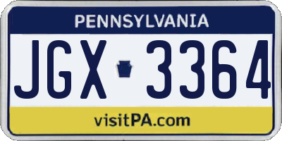 PA license plate JGX3364