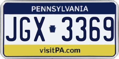 PA license plate JGX3369