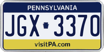 PA license plate JGX3370