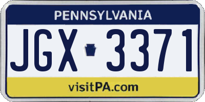 PA license plate JGX3371
