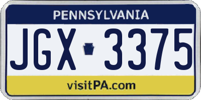 PA license plate JGX3375