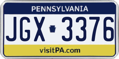 PA license plate JGX3376