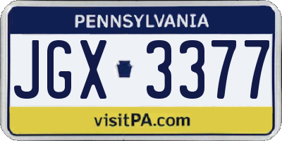 PA license plate JGX3377