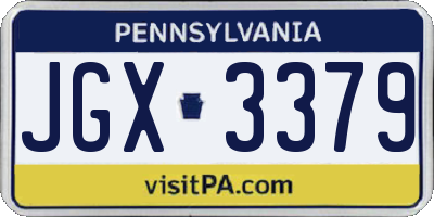 PA license plate JGX3379