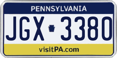 PA license plate JGX3380