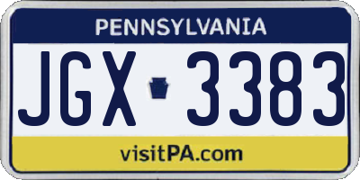 PA license plate JGX3383