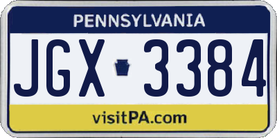 PA license plate JGX3384