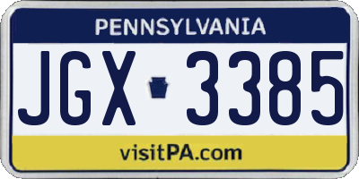 PA license plate JGX3385