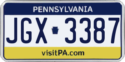 PA license plate JGX3387