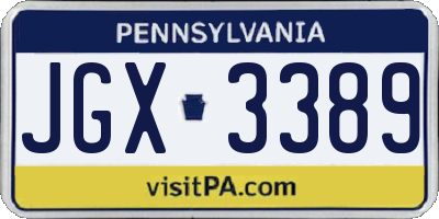 PA license plate JGX3389