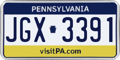 PA license plate JGX3391